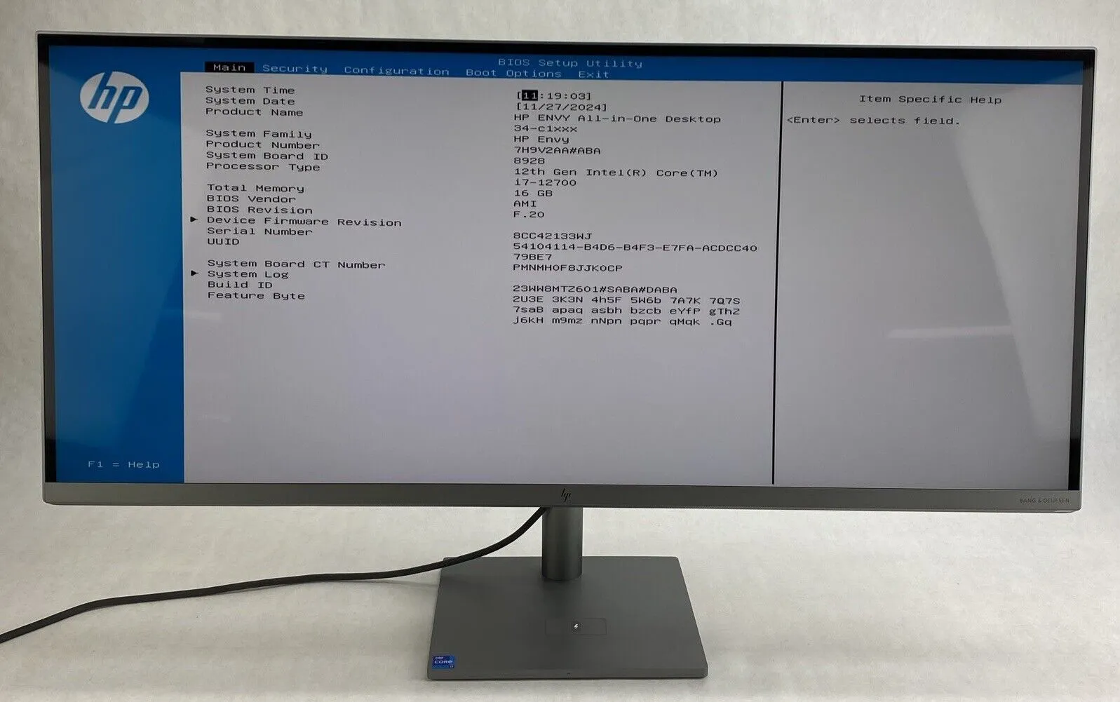 HP Envy 34 Inch AIO Desktop 34-c1354 Core i7-12700 4GHz 16GB DDR5 RAM No HDD/OS