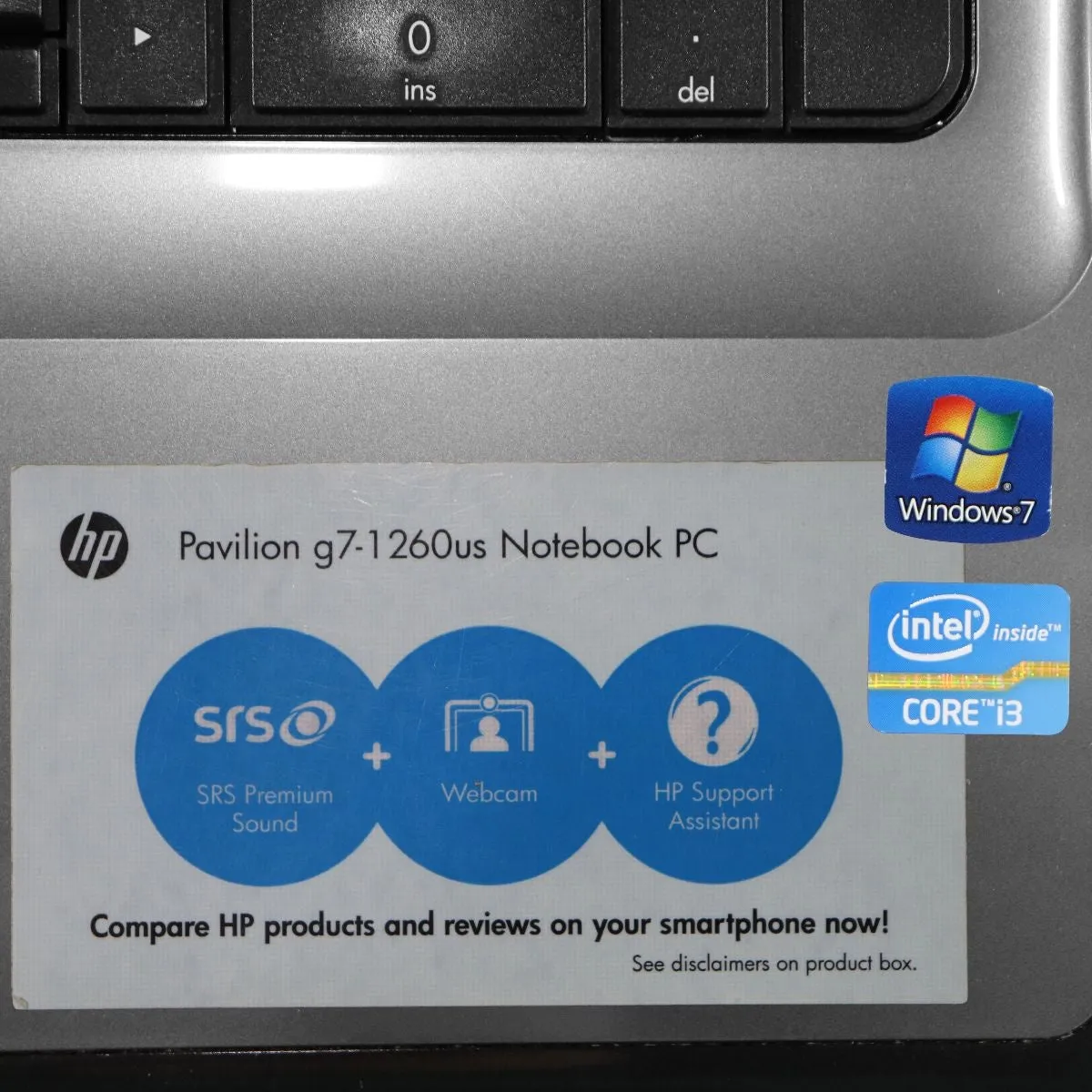HP Pavilion G7-1260US 17.3-inch Laptop Intel i3-2330M 8GB 640GB HDD - Gray