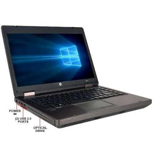 HP ProBook 6460b 14" HD (720p) Notebook PC - Intel Core i5-2410M @ 2.90 GHz (2nd Gen), 8GB RAM, 256GB SSD, Integrated Graphics, DVD-RW, VGA, DisplayPort (DP), Ethernet, Windows 10 Pro x64 (Certified Refurbished Grade A) - 1 Year Warranty