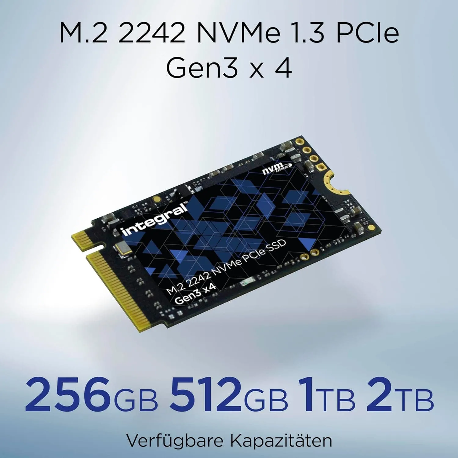 Integral 512GB M.2 NVMe 2242 PCIe Gen3 x4 SSD – READ speed up to 3300MB/s, WRITE speed up to 2700MB/s – Internal Solid State Drive. PC, NUC, Ultra-thin laptop and tablet compatible