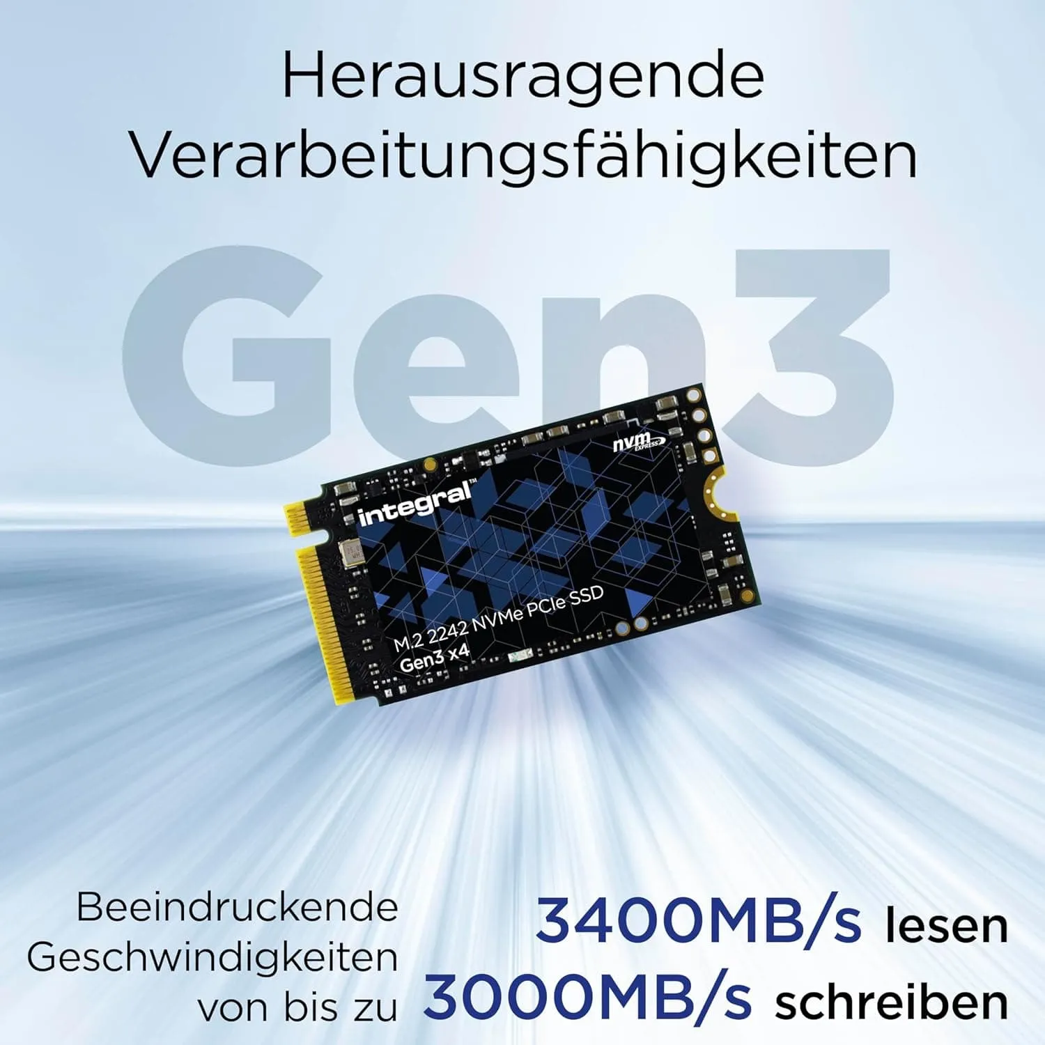 Integral 512GB M.2 NVMe 2242 PCIe Gen3 x4 SSD – READ speed up to 3300MB/s, WRITE speed up to 2700MB/s – Internal Solid State Drive. PC, NUC, Ultra-thin laptop and tablet compatible