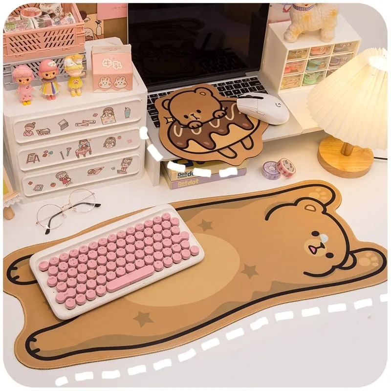 Kawaii Strawberry Bear Desk Pad