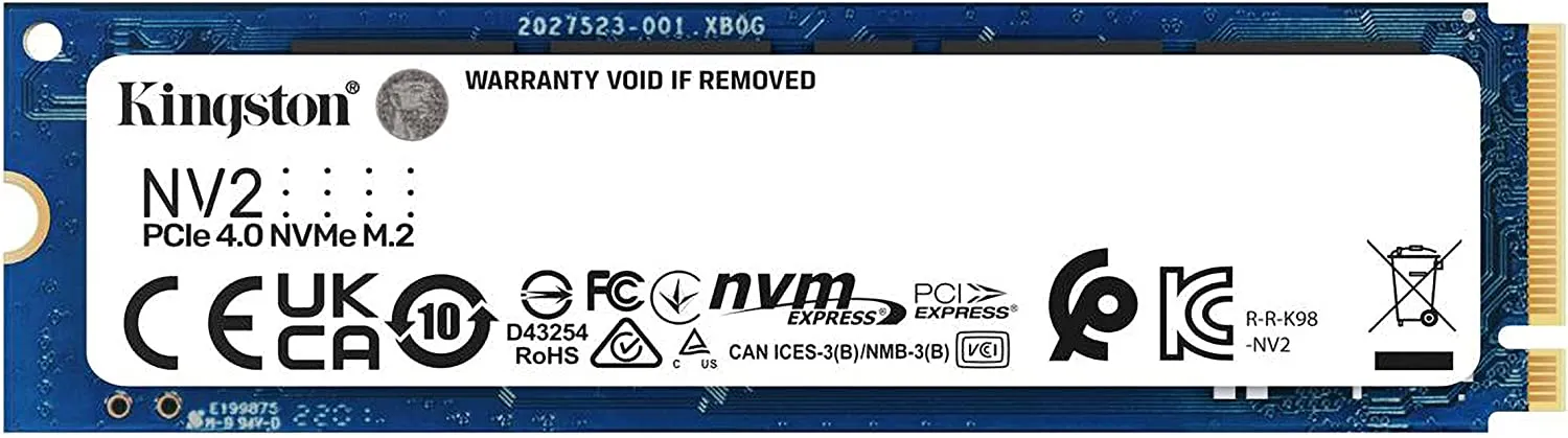 Kingston 2TB NV2 M.2 NVMe SSD, M.2 2280, PCIe4, R/W 3500/2800 MB/s, Solid State Drive