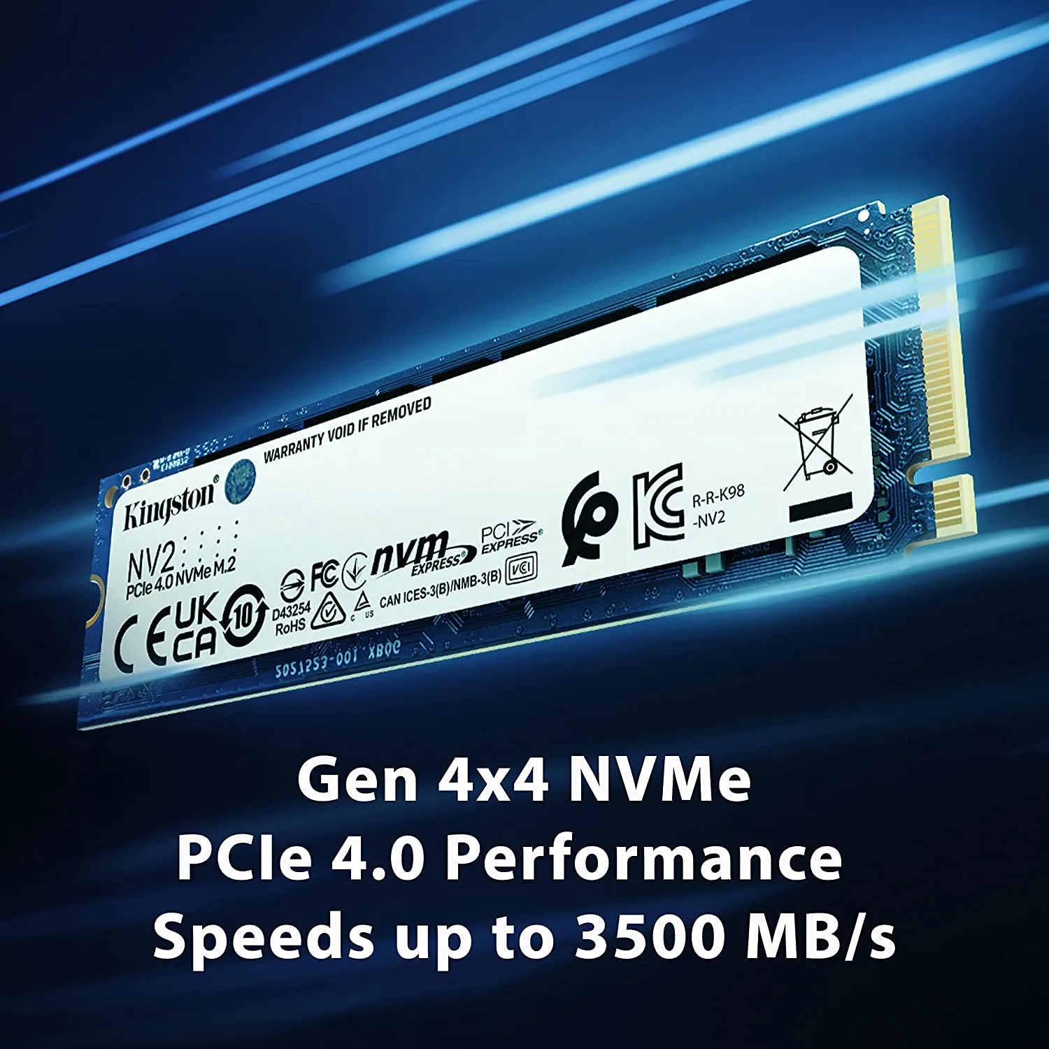Kingston 2TB NV2 M.2 NVMe SSD, M.2 2280, PCIe4, R/W 3500/2800 MB/s, Solid State Drive
