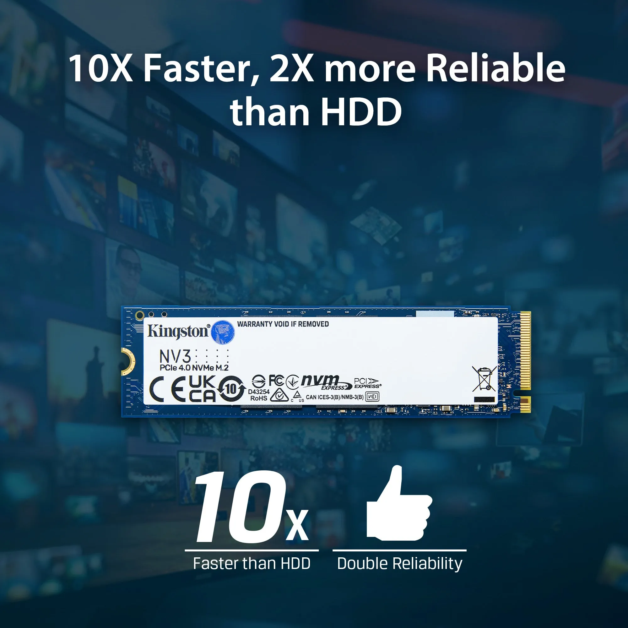 Kingston M.2 NV2/ NV3 NVMe PCIe Gen 4x4 M.2 2280 SSD  (250GB/ 500GB/ 1TB)
