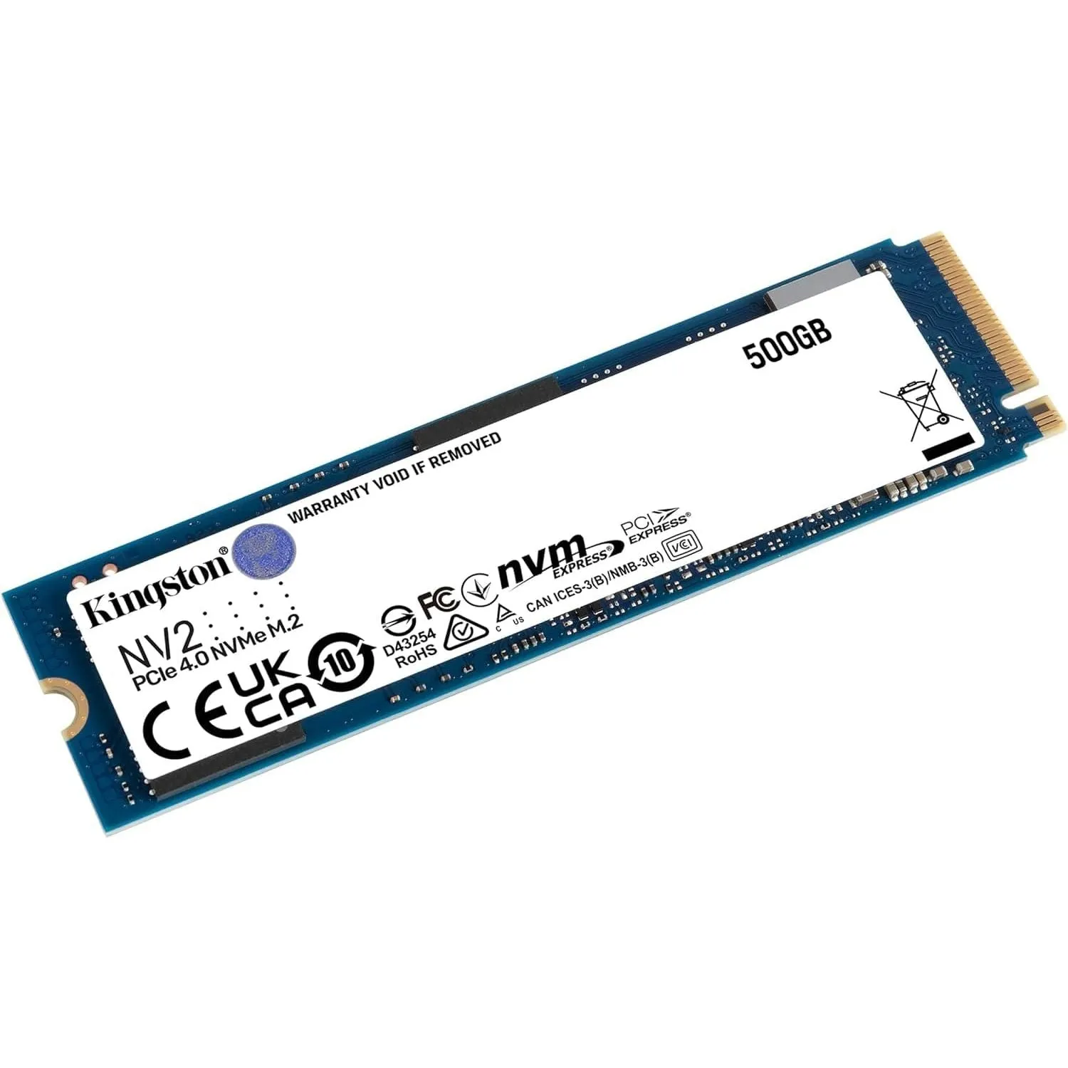 Kingston NV2 NVMe PCIe 4.0 Interna SSD 500GB M.2 2280 - SNV2S/500G