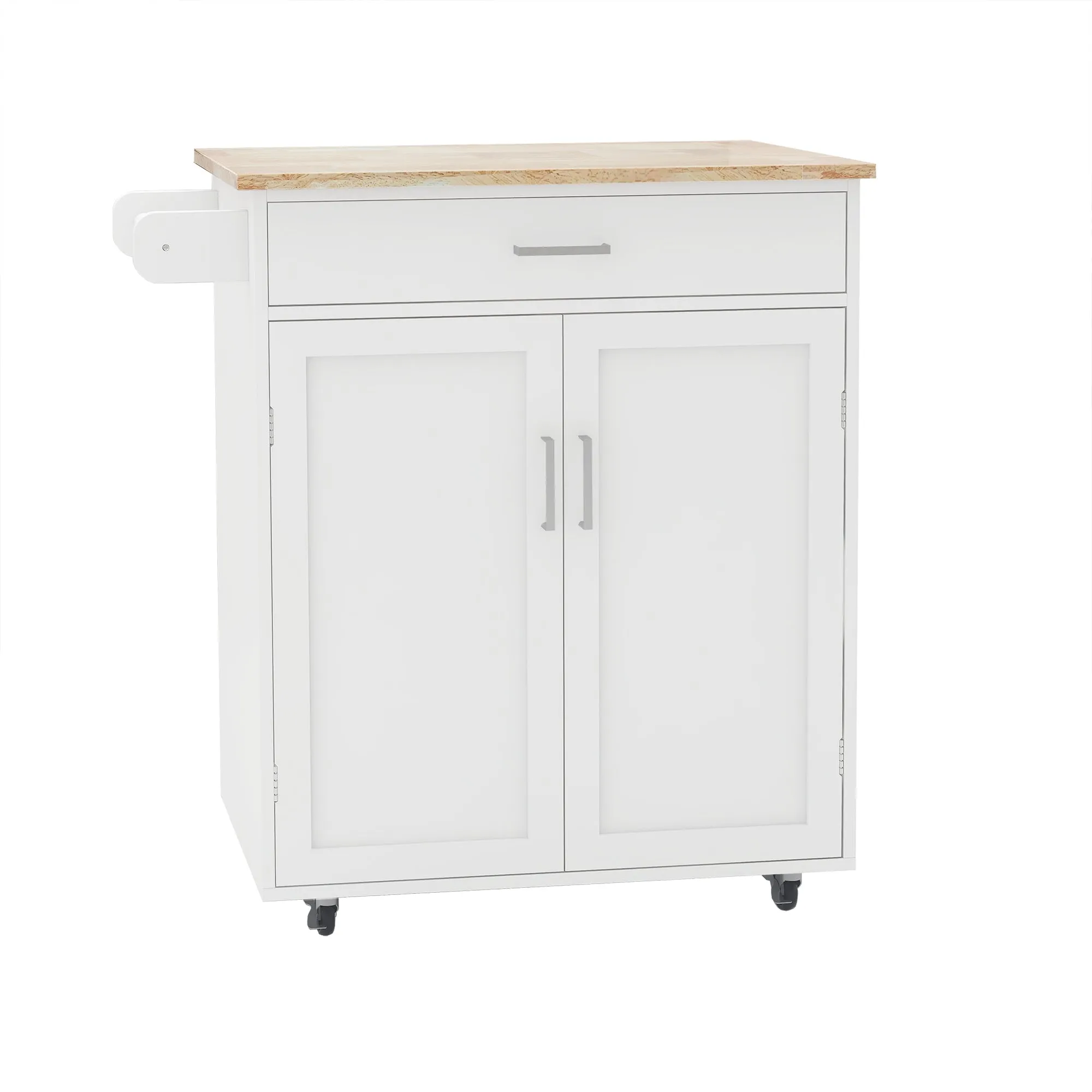 Kitchen Island Rolling Trolley Cart with Rubber Towel Rack