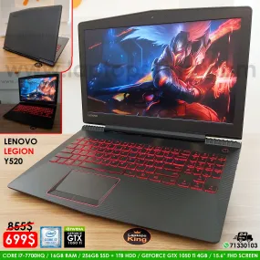 Lenovo Legion Y520 80WK i7-7700HQ GTX 1050 Ti Gaming Laptop (Used Very Clean)