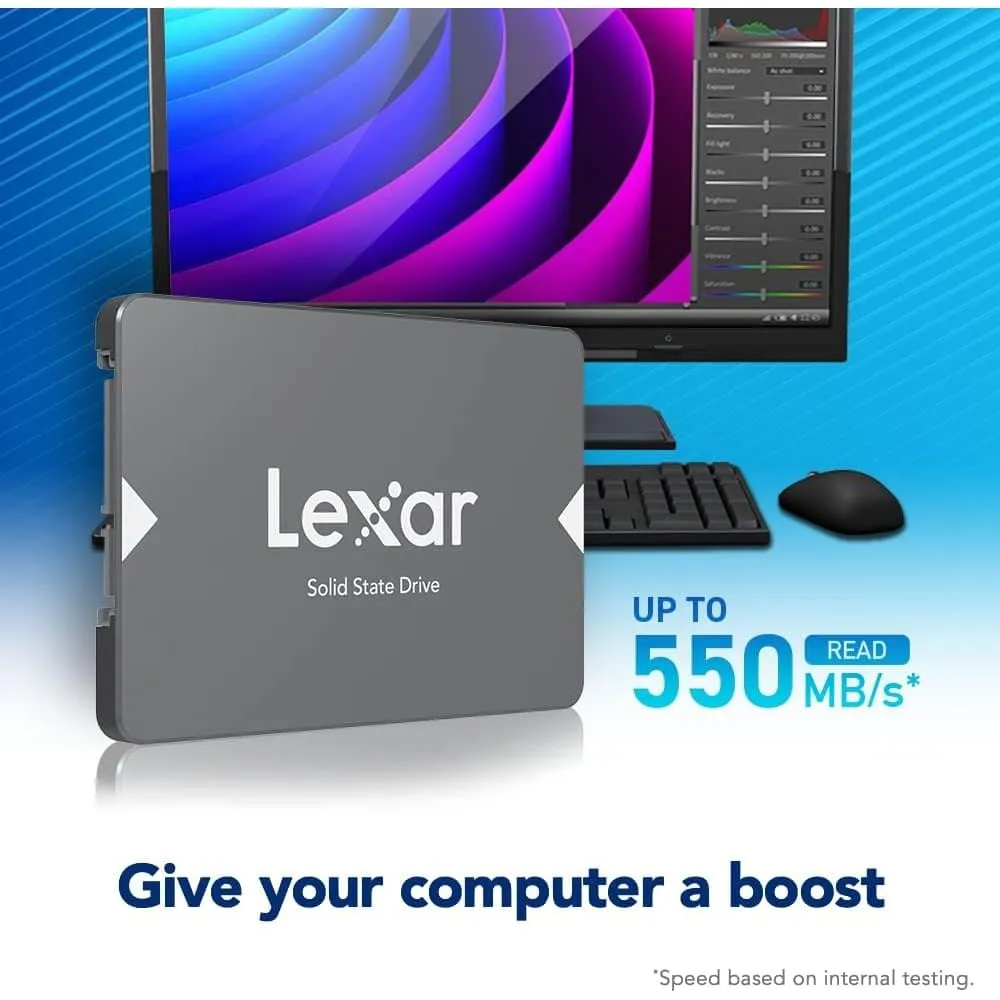 Lexar NS100 512GB 2.5" SATA III SSD, Up to 550MB/s Read, for Laptop & Desktop PC (LNS100-512AMZN)