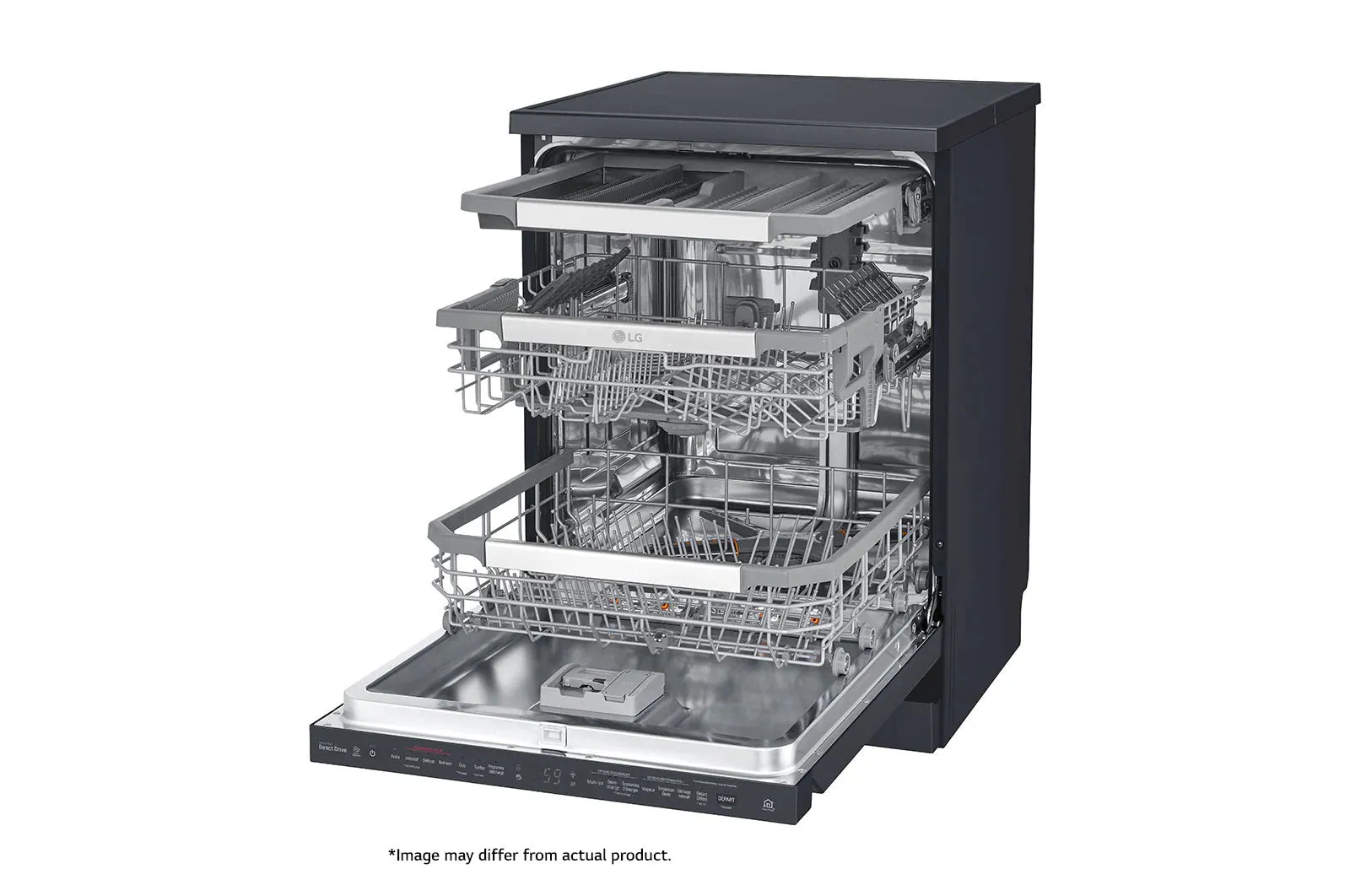 LG 14 Plate Matte Black QuadWash Steam Dishwasher - Black
