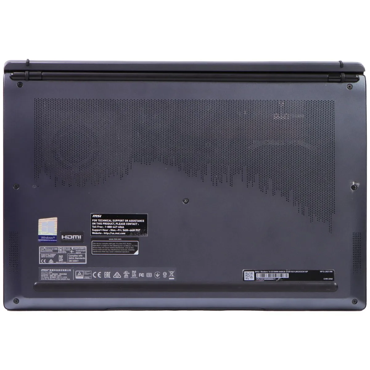 MSI Modern 14 (14-inch) HD Laptop (MS-14D1/B10MW) i5-10210/128GB/8GB/10Home/Gray
