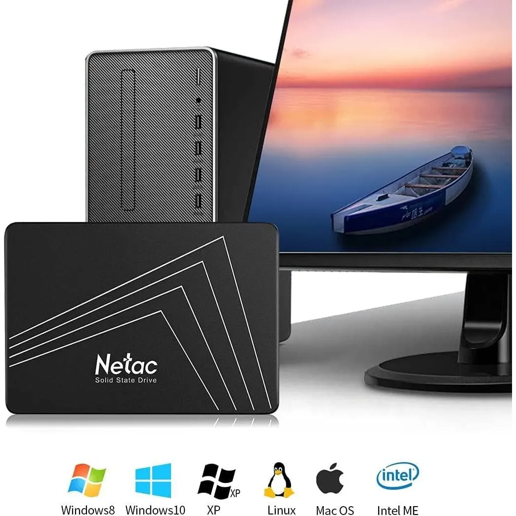 Netac 128GB SSD, 2.5" SATA III 6Gb/s, 3D NAND, Up to 530MB/s Read Speed