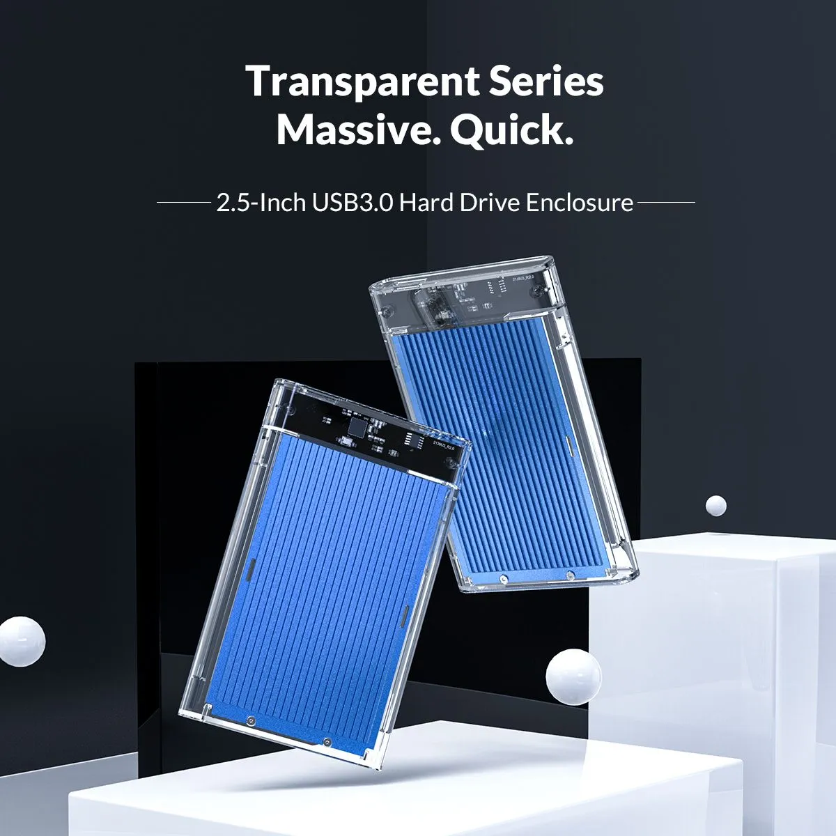 ORICO 2.5 inch SATA 3.0 HDD to USB 3.0 Micro B Transparent External Hard Disk Drive Enclosure Case with Aluminum Alloy Internal Plate & Up to 4TB Memory Storage Capacity for Windows Mac OS Linux PC Laptop Computer | 2179U3 | Silver, Blue