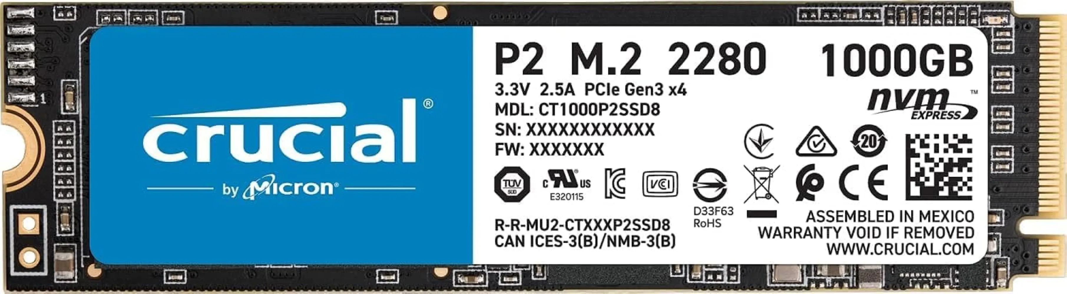 P2 M.2 Nvme Ssd 1Tb – Pci-Express 3.0 3D Nand – M.2 Internal Ssd 1.0 TB
