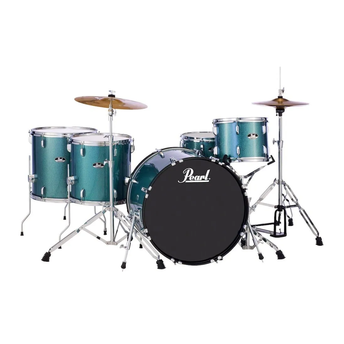 Pearl Roadshow 5-pc Classic Rock Drum Set w/Hardware & Cymbals Aqua Blue Glitter