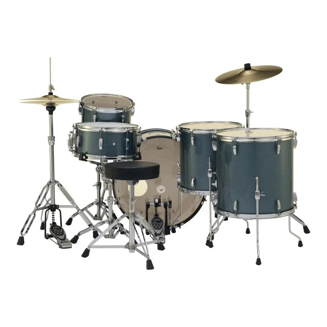 Pearl Roadshow 5-pc Classic Rock Drum Set w/Hardware & Cymbals Aqua Blue Glitter