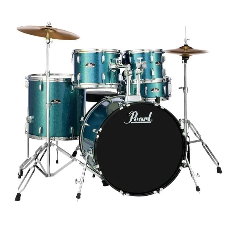 Pearl Roadshow 5pc Drum Set 20"BD w/Hardware & Cymbals Aqua Blue Glitter