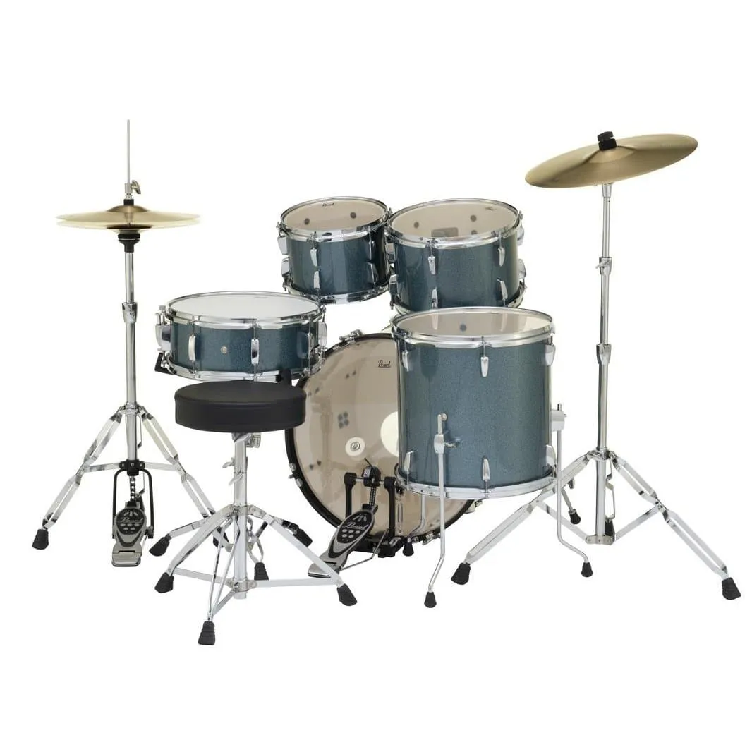 Pearl Roadshow 5pc Drum Set 20"BD w/Hardware & Cymbals Aqua Blue Glitter