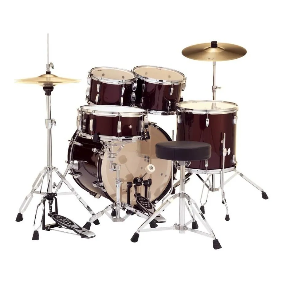 Pearl Roadshow 5pc Drum Set w/Hardware & Cymbals Wine Red RS505C/C91