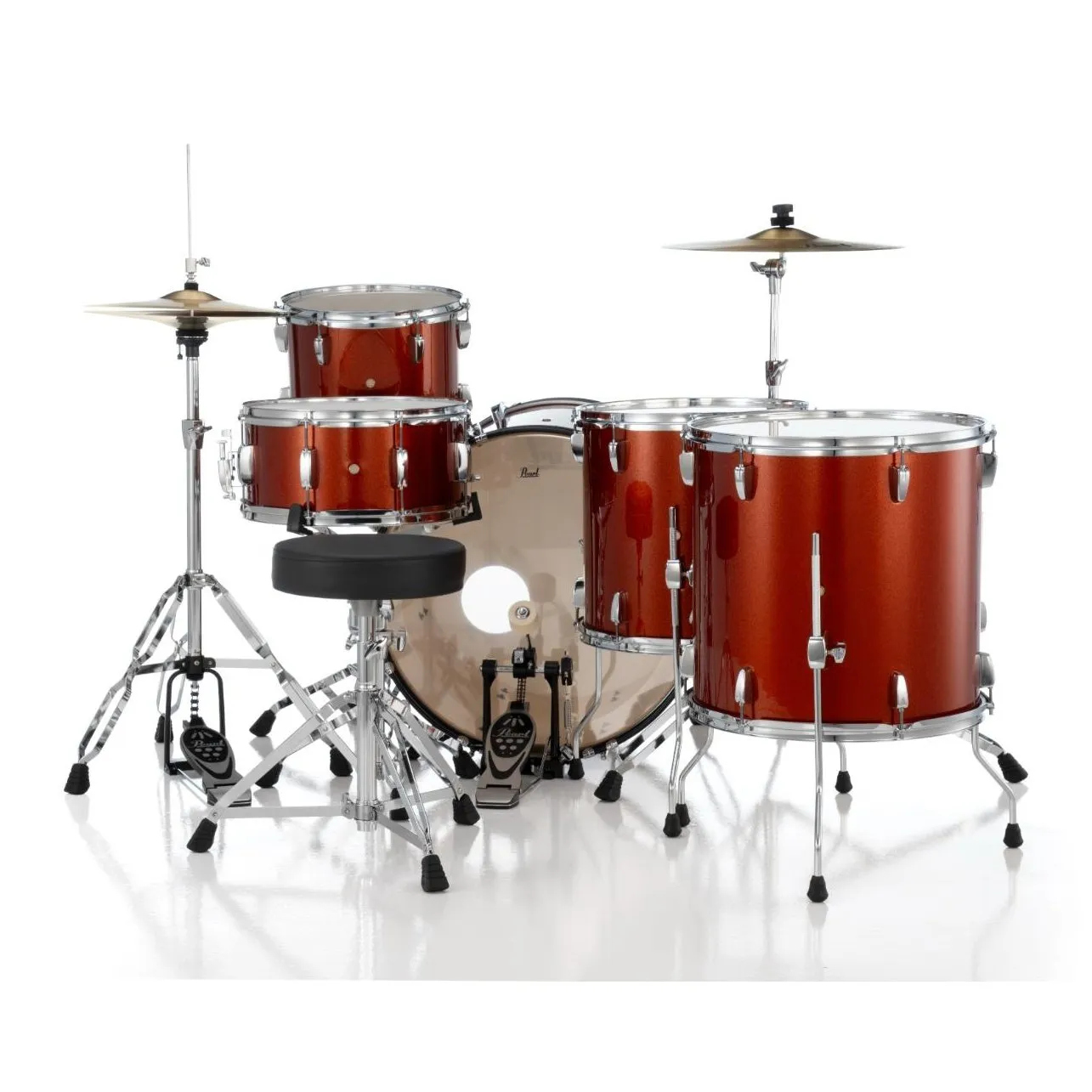 Pearl Roadshow 5pc Rock Drum Set w/Hardware & Cymbals Burnt Orange Sparkle