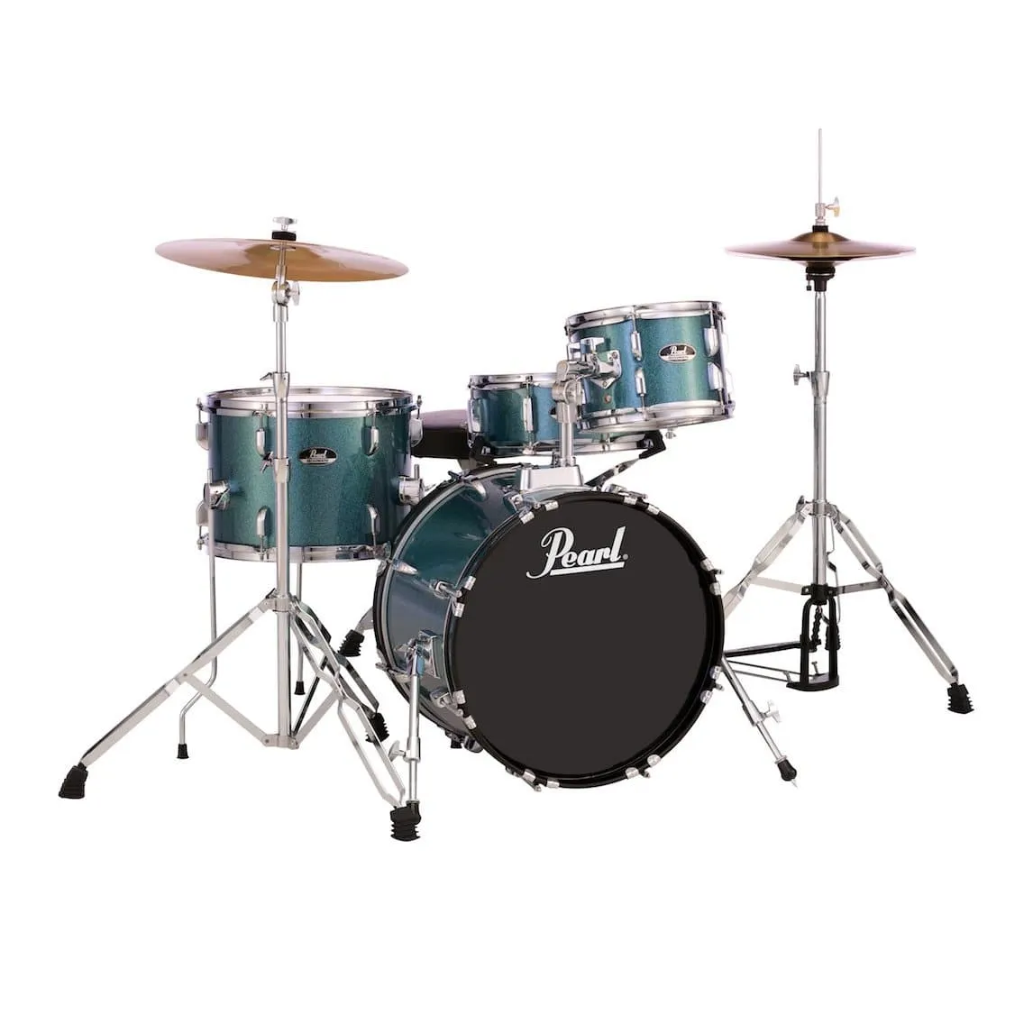 Pearl Roadshow Complete 4-pc Drum Set w/Hardware & Cymbals Aqua Blue Glitter