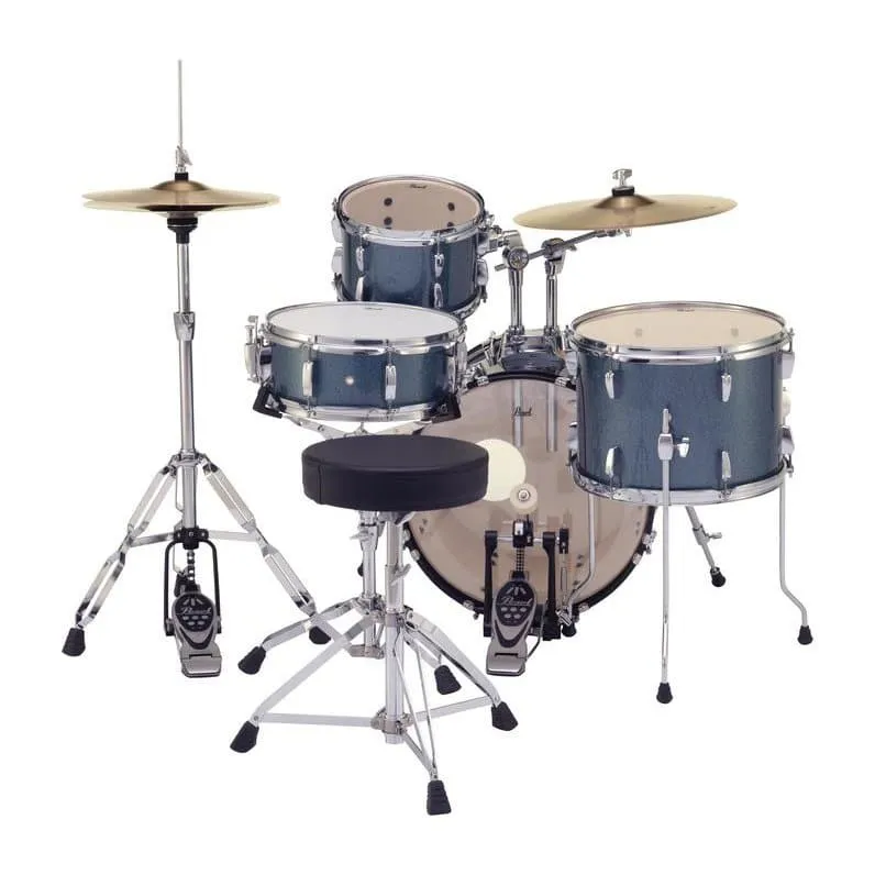 Pearl Roadshow Complete 4-pc Drum Set w/Hardware & Cymbals Aqua Blue Glitter