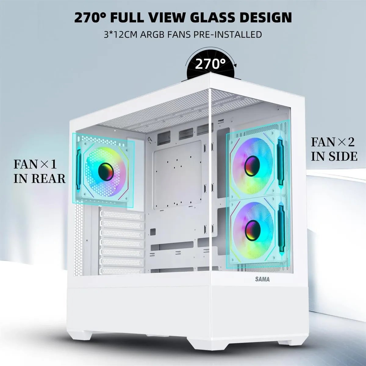 Sama SV-02 3x ARGB Fans | BTF Support ATX-White