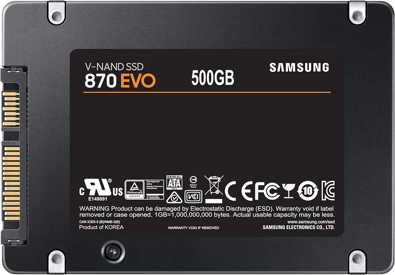 Samsung 870 Evo 2.5 Inch Sata Internal Solid State Drive (Ssd) 500.0 GB