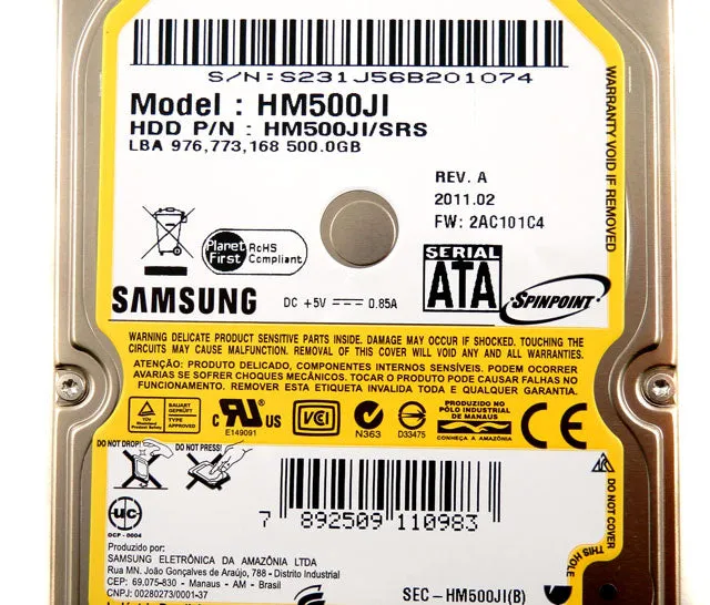 Samsung SpinPoint M7 5400RPM SATA 500GB Laptop Hard Drive HM500JI