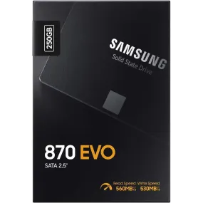 Samsung SSD 870 EVO, 250 GB, Form Factor 2.5 Inch, Intelligent Turbo Write, Magician 6 Software