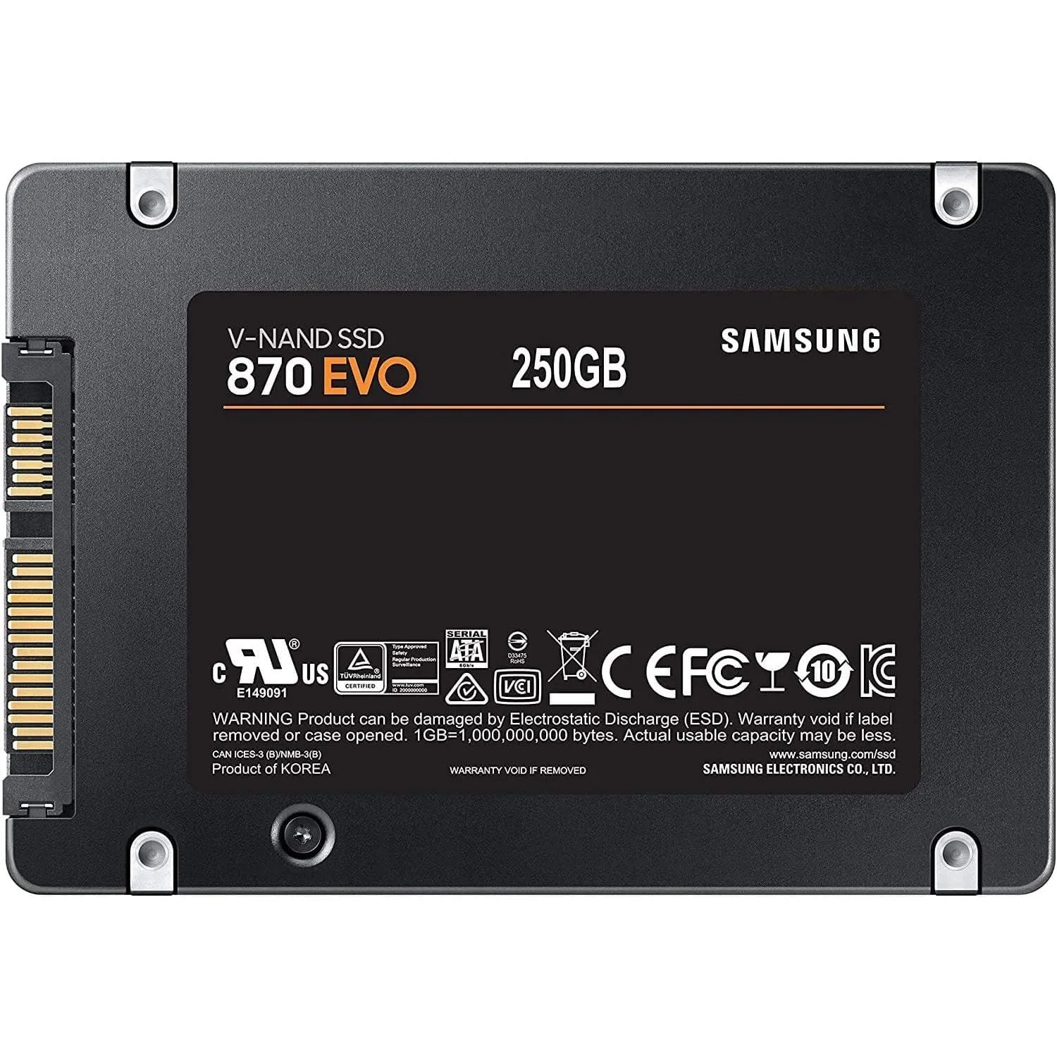 Samsung SSD 870 EVO, 250 GB, Form Factor 2.5 Inch, Intelligent Turbo Write, Magician 6 Software