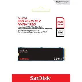 SanDisk SSD Plus 250GB M.2 NVMe SSD, Internal SSD, PCIe Gen 3, M.2 2280, Easy Installation