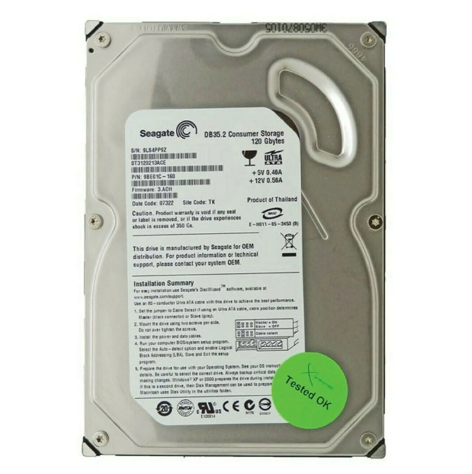 Seagate 3.5" IDE Internal Desktop Hard Drive 120GB 7200RPM 2MB, ST3120213ACE