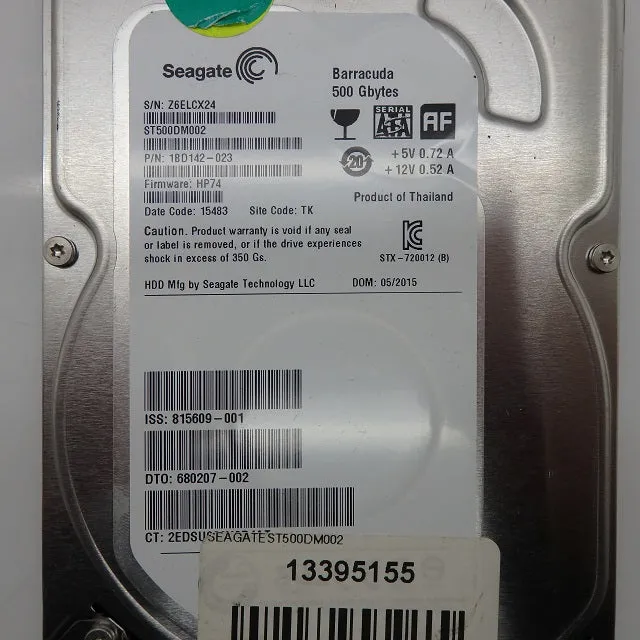 Seagate Barracuda 500GB 7.2K SATA 6Gbps 3.5" Hard Drive ST500DM002