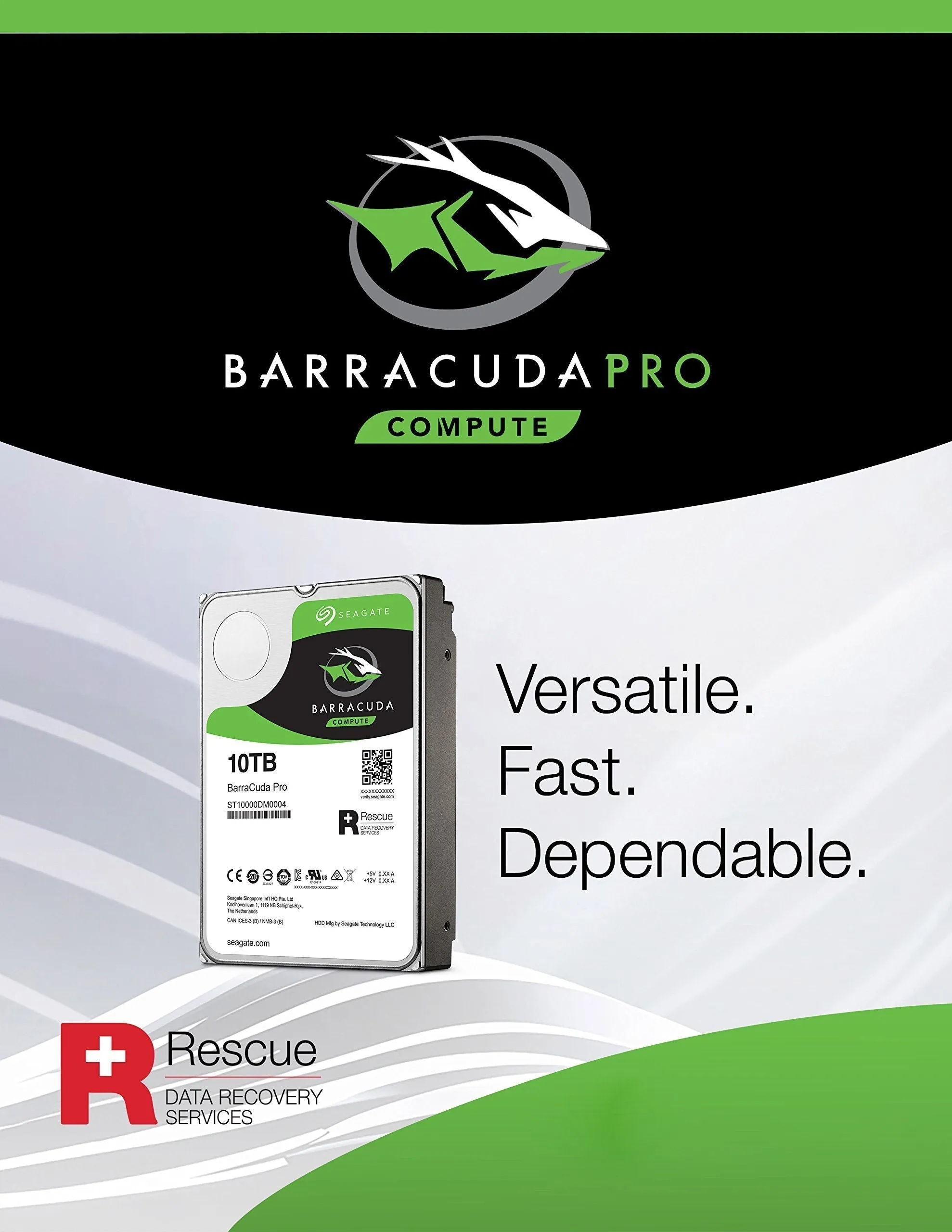 Seagate BarraCuda Pro Internal Hard Drive SATA HDD 10TB 6GB/s 256MB Cache 3.5-Inch (ST10000DM0004)