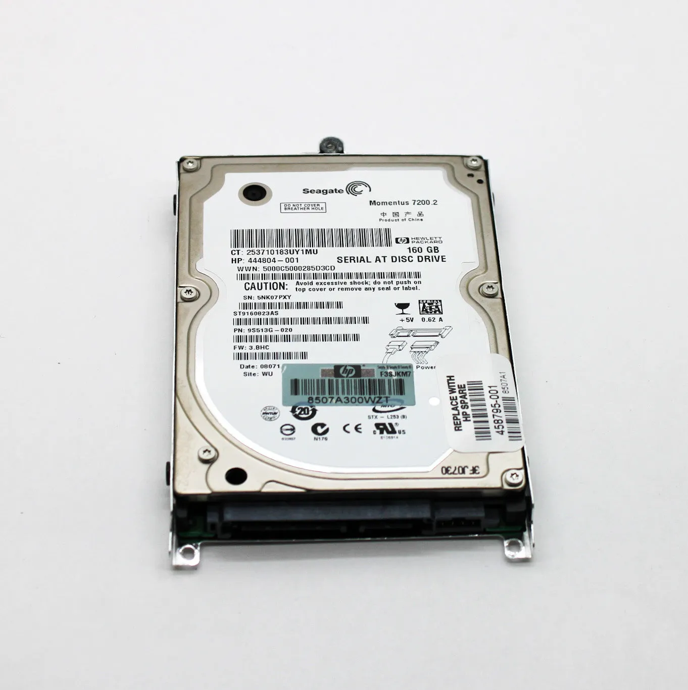 Seagate HP 160gb 72000RPM SATA 9.5mm 2.5" Hard Drive 444804-001
