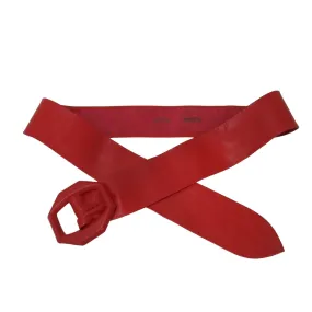 Stunning Vintage 1980s AXIOM True Red Leather Belt with a Covered Octagon Buckle