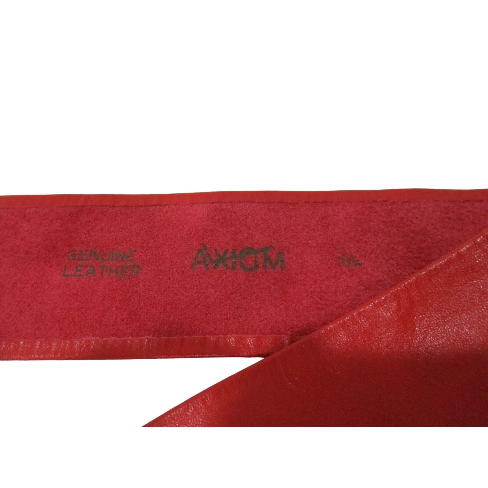 Stunning Vintage 1980s AXIOM True Red Leather Belt with a Covered Octagon Buckle