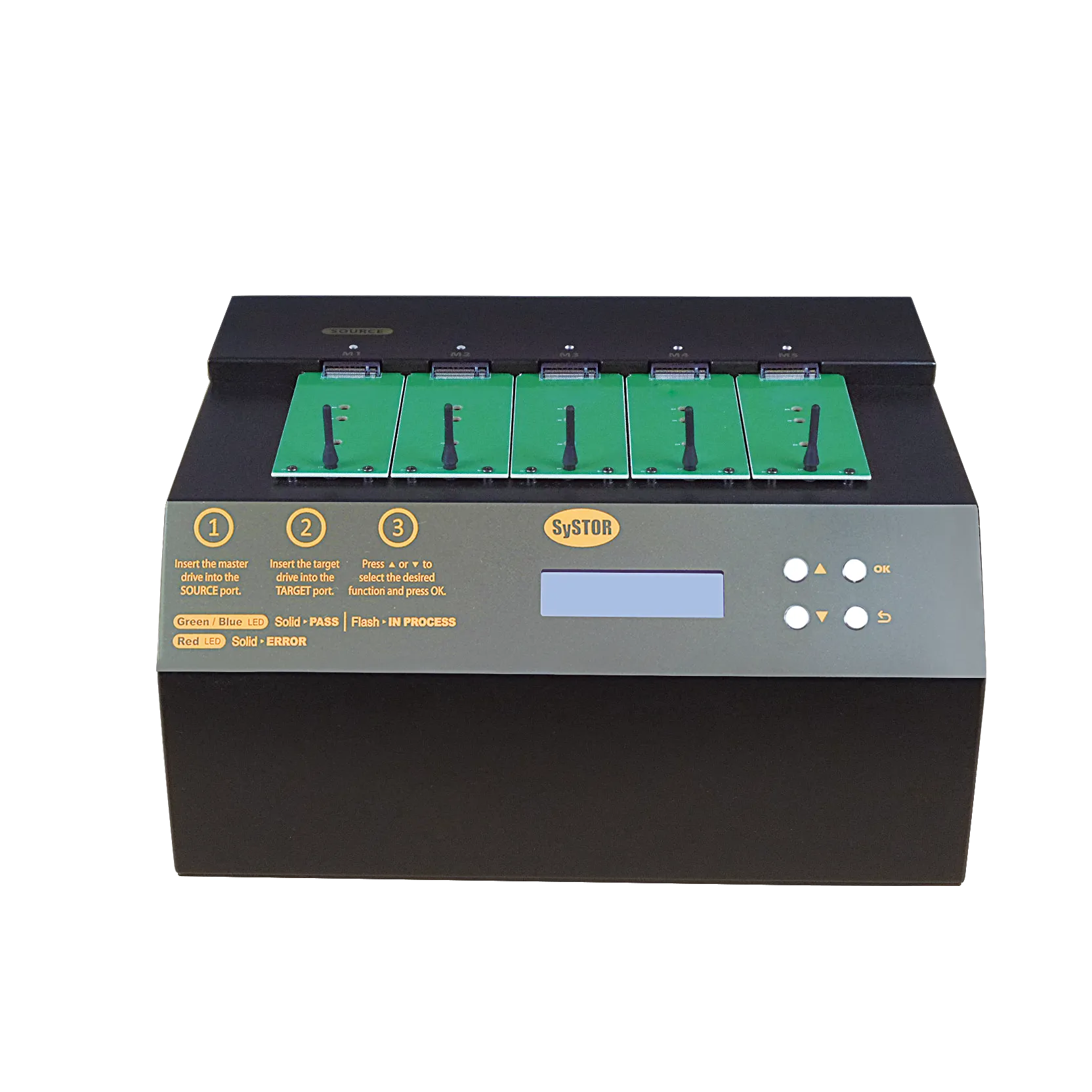 Systor 1 to 4 M.2 SATA/NVMe Duplicator & Sanitizer - up to 18GB/Min - for PCIe M2 Drives (SYSNVME-YL03REG04)