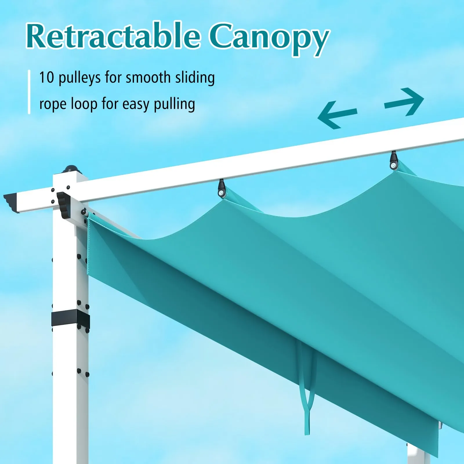 Tangkula 10x12Ft Aluminum Pergola, Patio Pergola with Retractable Sun Shade Canopy, Extra Large Patio Shelter Pavilion