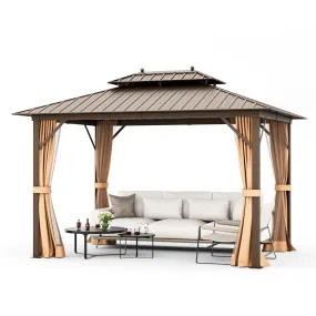 Tangkula Hardtop Gazebo, Patio Gazebo with Galvanized Steel Double Roof & Aluminum Frame