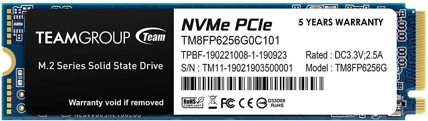 TEAMGROUP 256GB NVMe PCIe M.2 Internal SSD