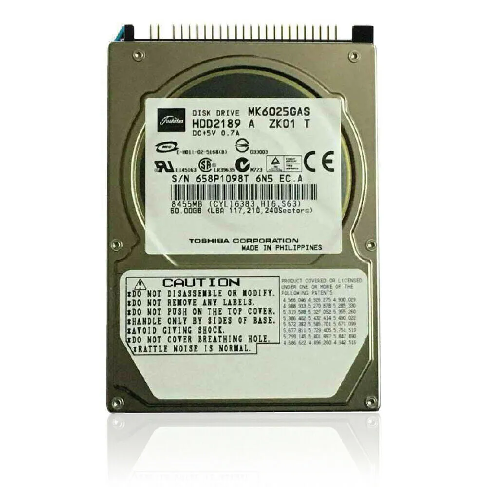 Toshiba 2.5" Internal Laptop Hard Drive 60GB 4200rpm IDE HDD, HDD2189 MK6025GAS