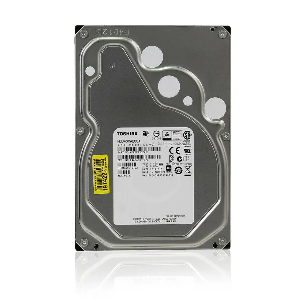 Toshiba (SAS) 3.5" Internal Hard Drive 2TB 7200rpm PN HDEPE23GEA51 MG04SCA200A