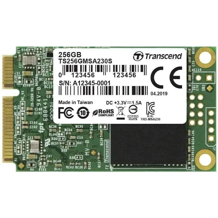 Transcend MSA230S 256 GB SATA III 6 Gb/s mSATA Internal Solid State Drive (SSD) 3D TLC NAND (TS256GMSA230S)