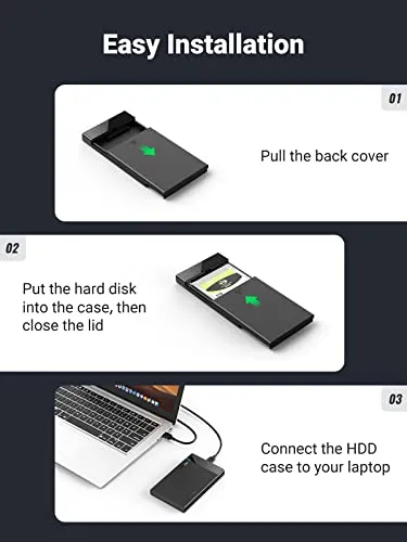 UGREEN 2.5 Inch Hard Drive Enclosure, External USB 3.0 Hard Disk Case SATA HDD Caddy