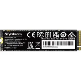 Verbatim Vi500 2TB NVMe M.2 SSD 5000MB/s, PCIe 4, 64 Gbps, Internal Solid State Drive