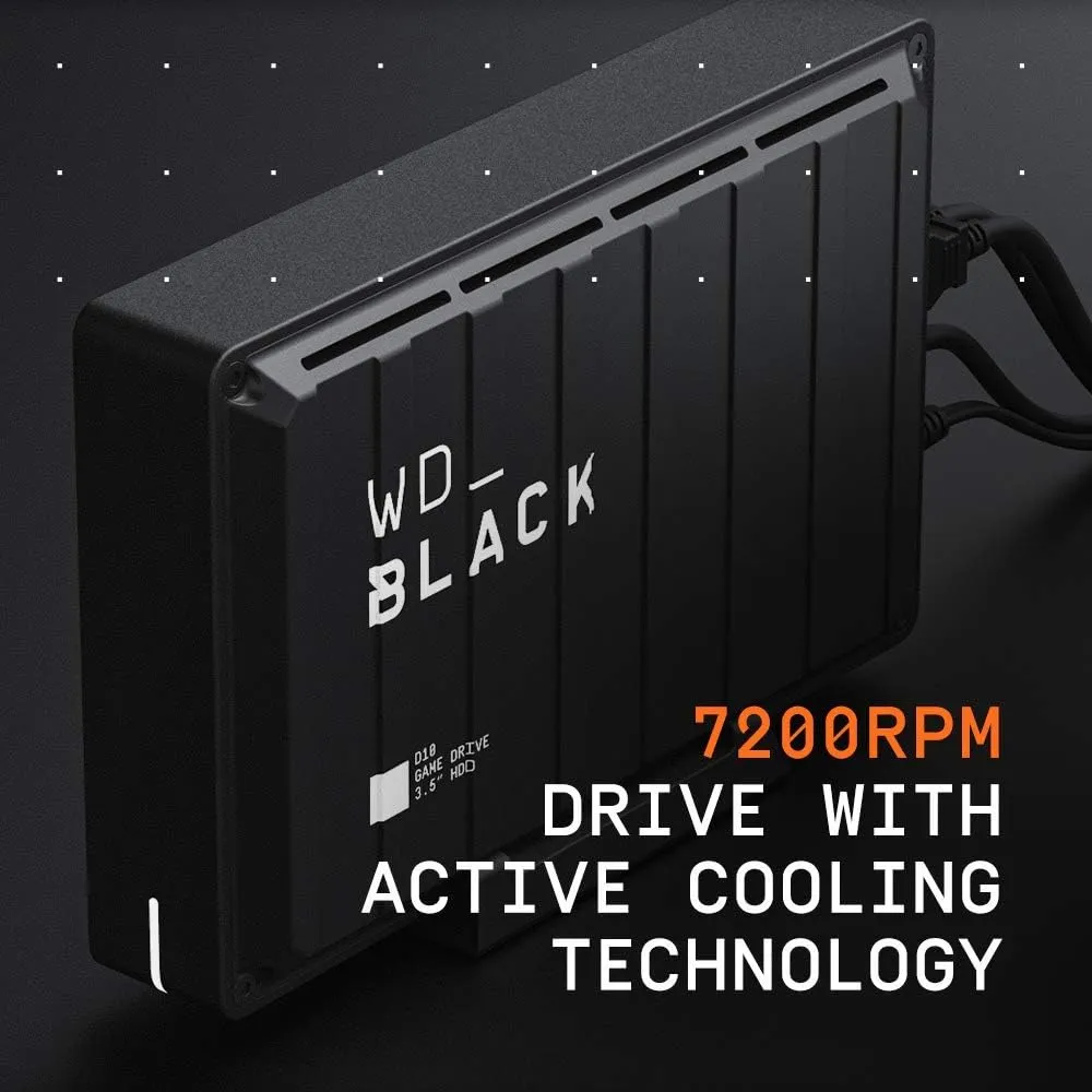 WD_BLACK 8TB D10 Game Drive 3.5" Compatible with PS4, Xbox One, PC, Mac WDBA3P0080HBK