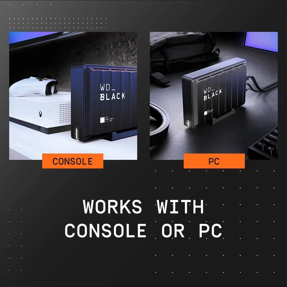 WD_BLACK 8TB D10 Game Drive 3.5" Compatible with PS4, Xbox One, PC, Mac WDBA3P0080HBK