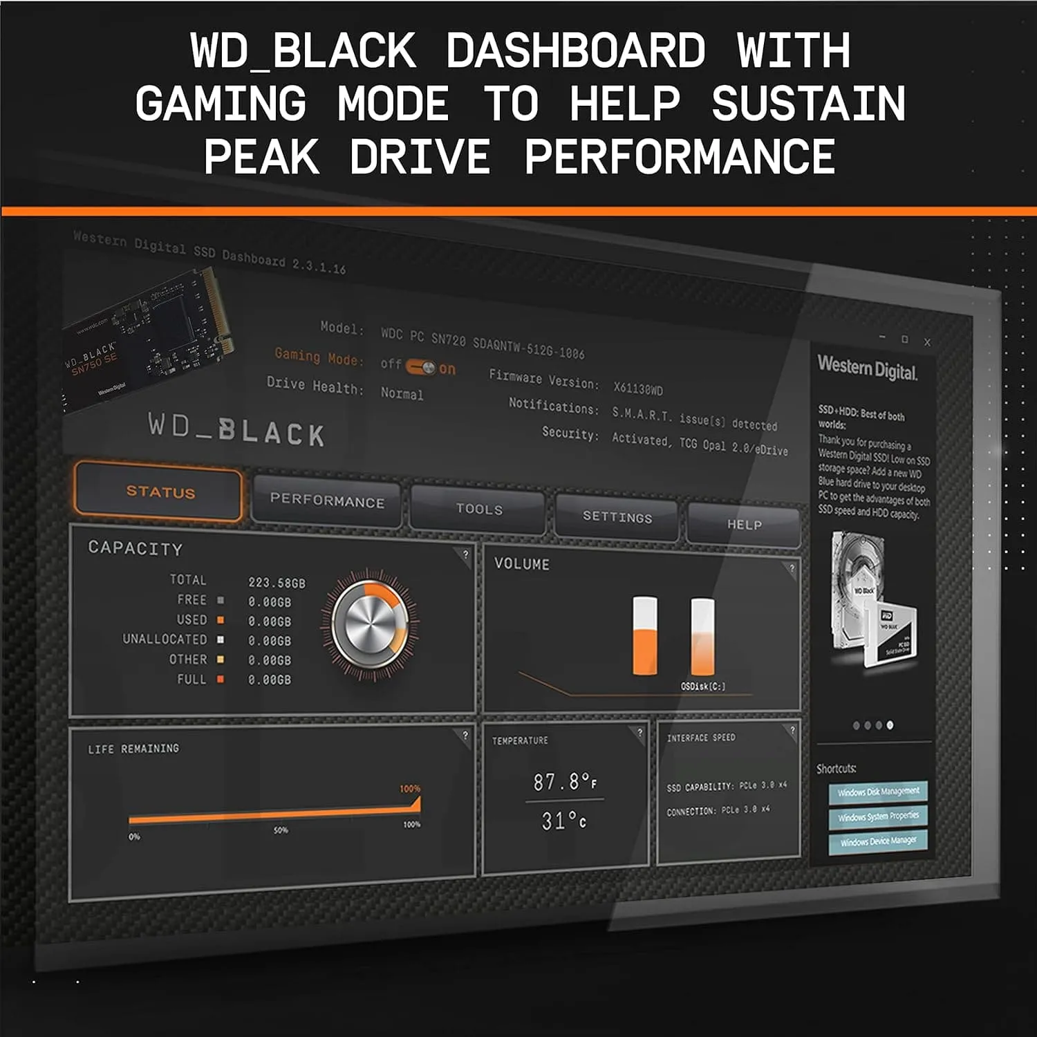 WD_BLACK SN750 SE 500GB M.2 2280 PCIe Gen4 NVMe Gaming SSD up to 3600 MB/s read speed